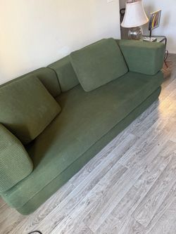 Green 3-Seater Fabric Sleeper Sofa Adjustable