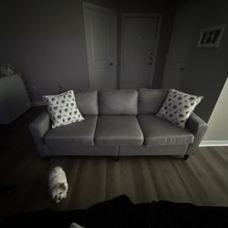 Gray Couch With Storage Ottoman