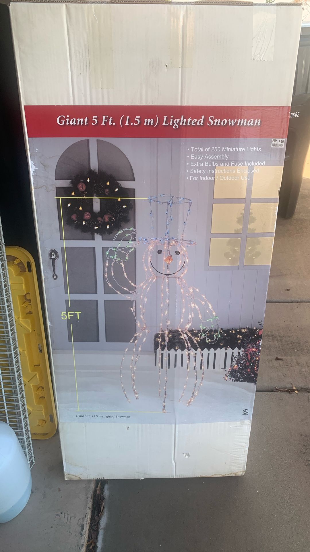 5’ Tall Lighted Snowman 