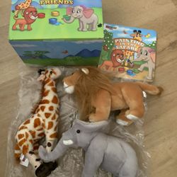 Safari Animals Plush and Book Set - Stuffed Animals of 3 Savanna Animals Storybook- 12” Set Includes Lion, Giraffe and Elephant Colorful Children 📖