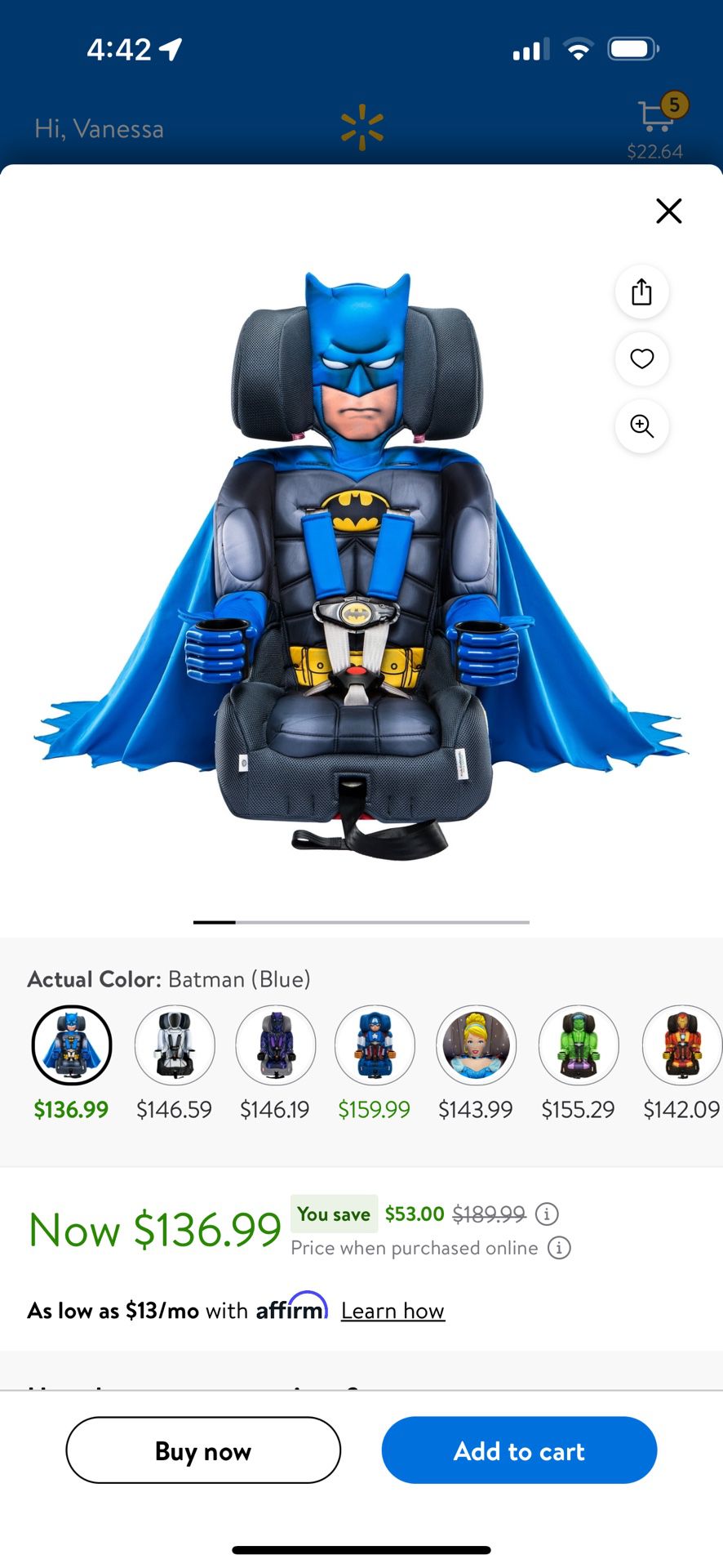 Batman Car seat 