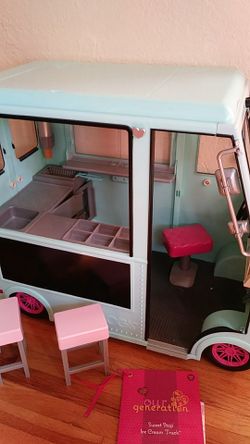2 Dolls And Our Generation Aqua  Blue Ice Cream Truck