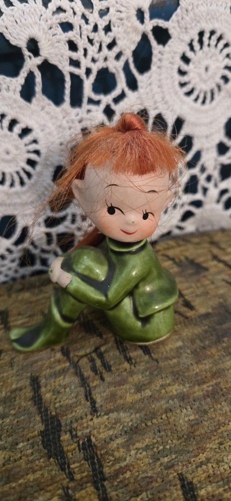 Red Haired Pixie Elf Figurine 