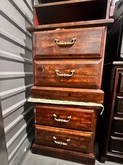 Pair of Solid Wood 2-Drawer Nightstands - Dark Cherry Finish (Matching Set)