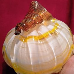 Hand Blown Art Glass Pumpkin 