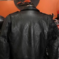 VINTAGE 90s Motorcycle Leather Jacket Large Men WILSONS LEATHER  , Rebel Style