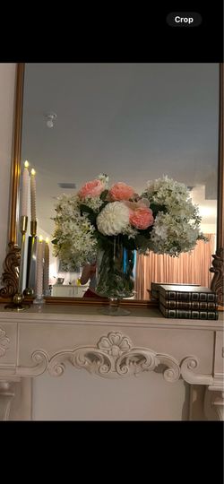 Faux fireplace mantel  and mirror  set