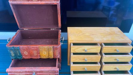 Small toolbox / machinist box  16x9x8 and a small keepsake box with a drawer