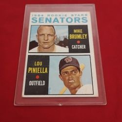Rare Vintage Old 1964 Lou Pinella Rookie Baseball Card With Mike Brumley Topps #167