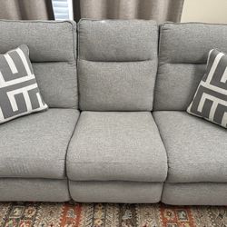 Fabric Dual Power Reclining Sofa and Loveseat