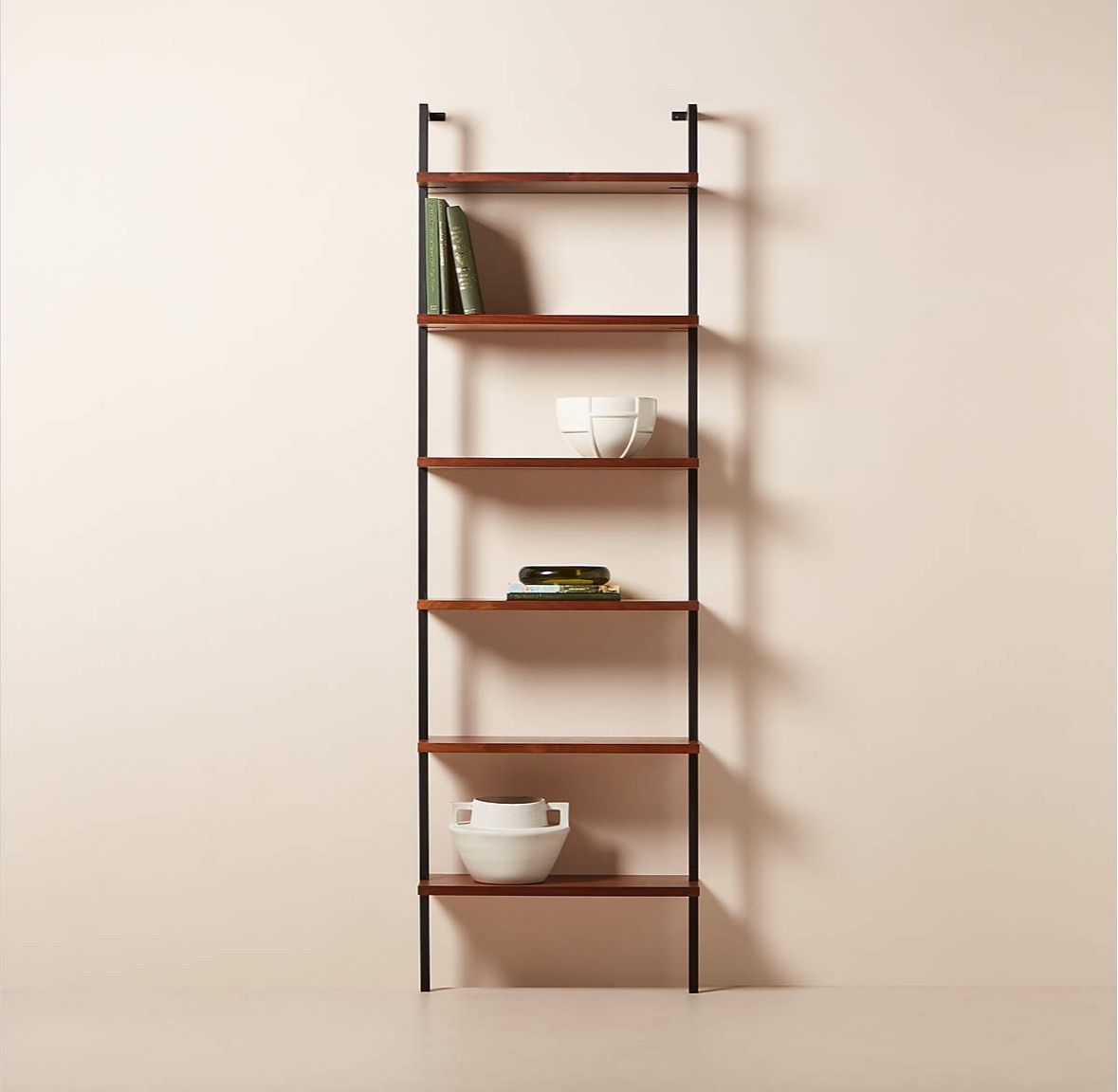 CB2 Helix Wall Mount Acacia Bookshelf 96” Tall