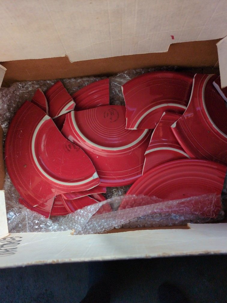 Broken Scarlet Fiestaware Luncheon Plates