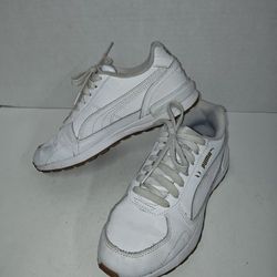 PUMA Graviton Leather Lace Up  Womens White Sneakers Casual Shoes Size 6