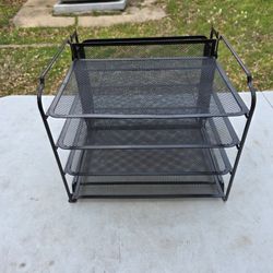 Office Organization - Black Wire Mesh Desktop Paper 5 Opening Organizer