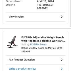 FLYBIRD Adjustable Weight Bench with Headrest