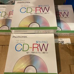 Lot of 4 New Memorex 5PK CD-RW 12X 700MB/MO 80min