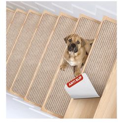 New Stair Treads Non-Slip 8X30 Inch (15 Pack) Indoor Stair Runner with Reusable Self-Adhesive Backing Skid Resistant Stair Carpet to Protect Kids, Eld