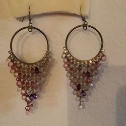 Beautiful afghan earrings pink and silver