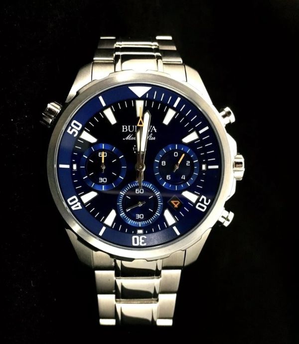 bulova blue face mens watch