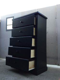 Tall Black Dresser- Great Condition -Solid Wood - (( Tall 52" Long 34" Deep 18"))