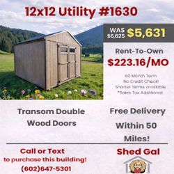HUGE DISCOUNT! 12x12 Shed — Rent To Own $223/mo (No Credit Check)
