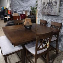 High top.6pc dining set with lazy Susan (New)