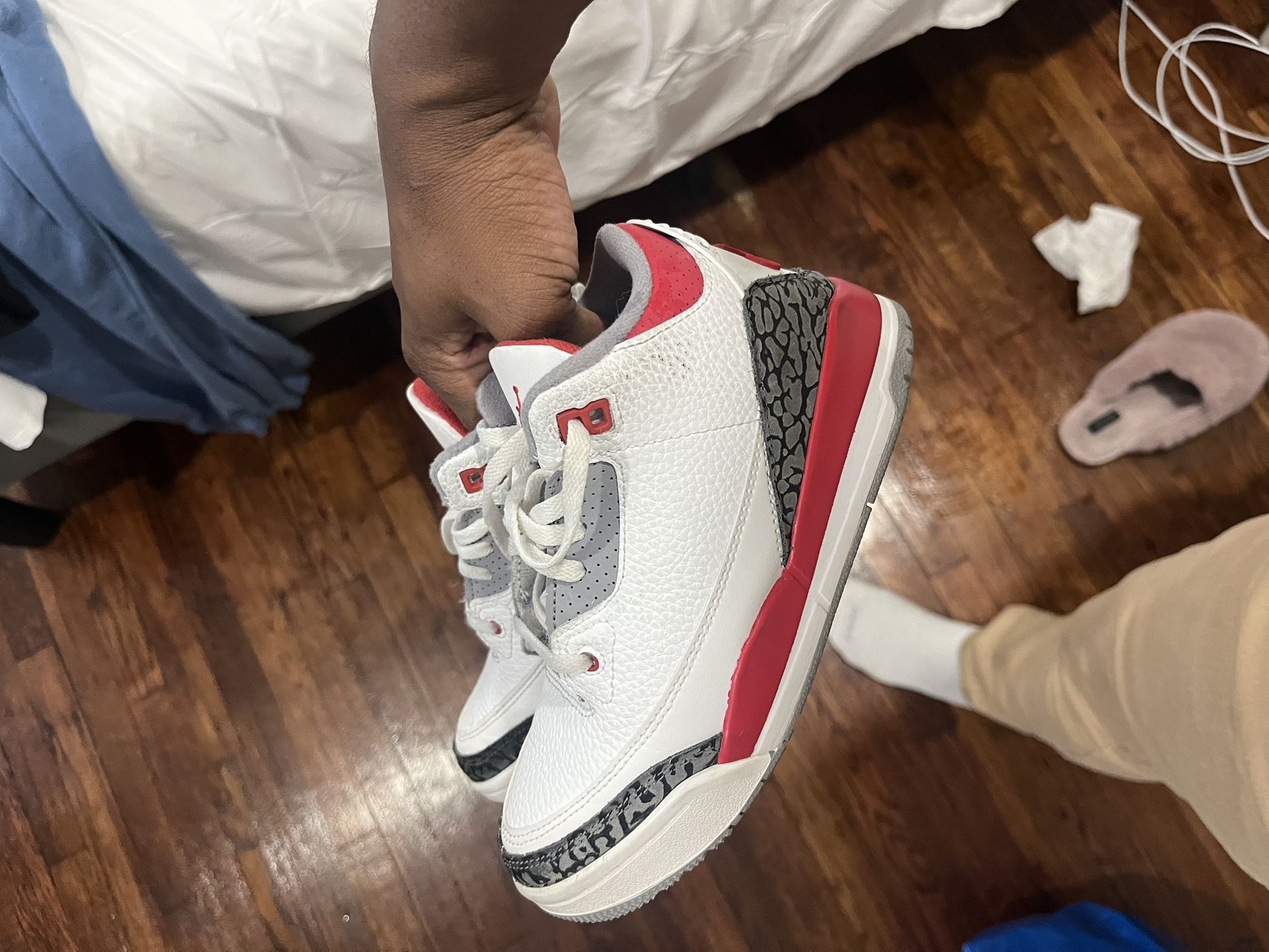 Fire Red Jordan 3 Size 2