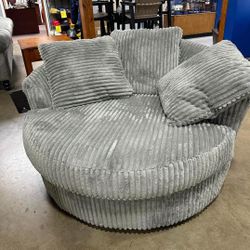 Lindyn Fog Oversized Swivel Accent Chair