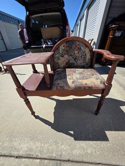 antique  vintage  phone chair desk table telephone