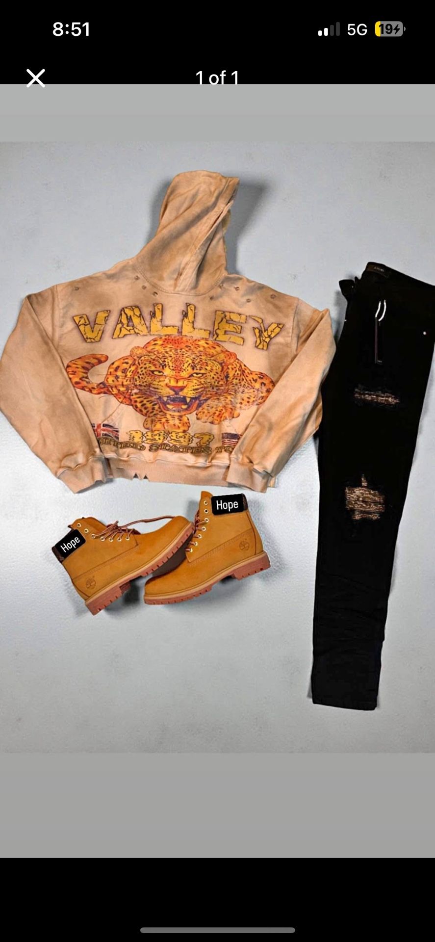 Full Street Drip Fit – Valley Leopard Hoodie 🐆 | Black Stack Jeans + Hope Boots 