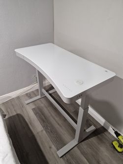 Babin Adjustable Glass Top Metal Base Standing Desk