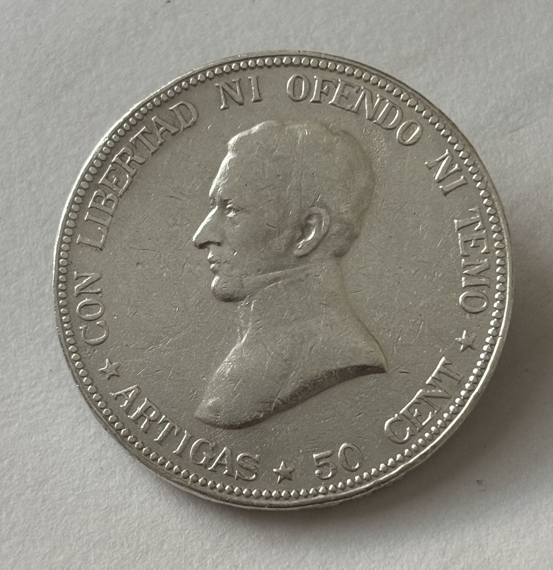 1916 Rare Uruguay 50 Cent Silver Coin Key Date Only 400k Minted