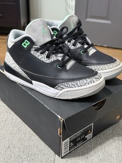 Nike Air Jordan 3 Retro PS Green Glow Black Wolf Grey Size 3Y