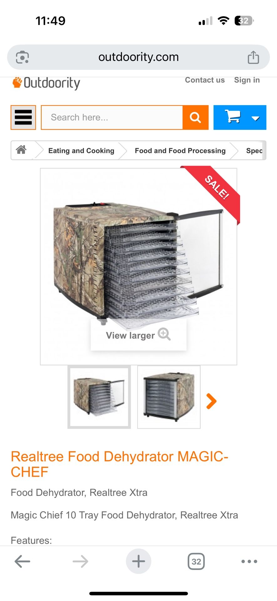 Magic Chef 10 Tray Food Dehydrator, Realtree Xtra Camo