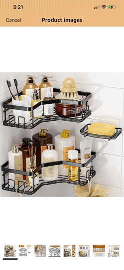 FFE 3 Pack Corner Shower Caddy with Soap Holder, Large Capacity Sturdy Easy Install No Drilling Stainless Steel Hold 40 LBS Shower Organizer Shelves R