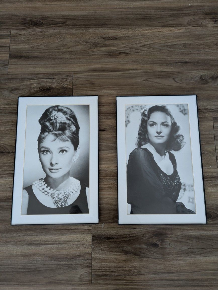 Donna Reed and Audrey Hepburn framed photos