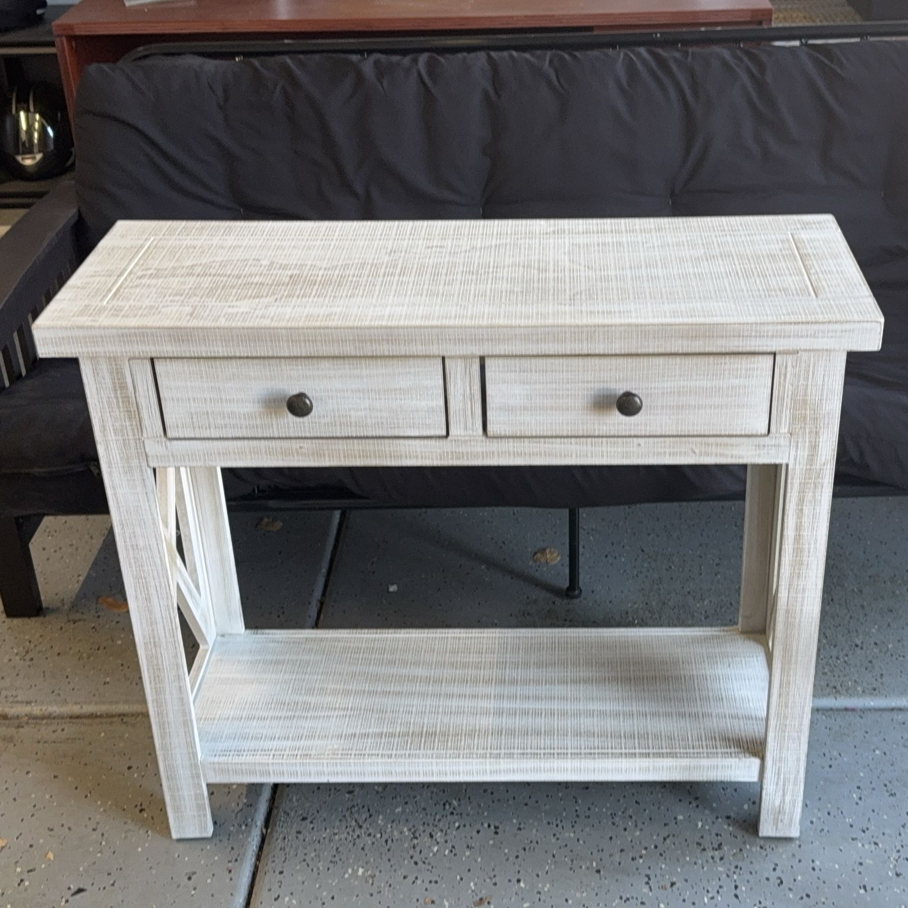 White Wooden Console Table with 2 Drawers