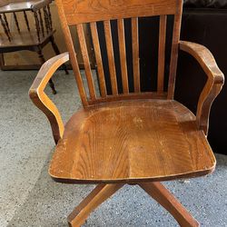 Solid Oak Rolling Bankers Chair