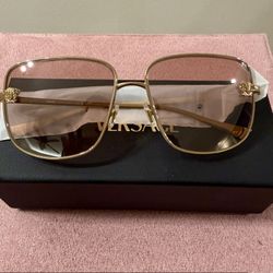 BRAND NEW | VERSACE | MEDUSA | ROSE GOLD LENS - GOLD FRAME | SUNGLASSES 
