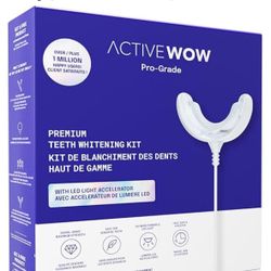 Active Wow 24k White Premium Teeth Whitening Kit - LED Light, Fluoride Free - Mint Flavor, 30 Treatments