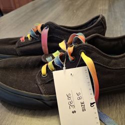 Mens Size 8.5 Black Vans Rainbow