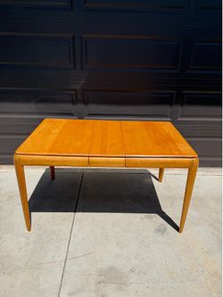 Vintage Mid Century Modern Solid Maple Extension Dining Table