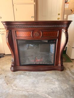Electric Fireplace with Wood Mantel