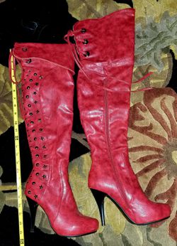 Over the knee red boots