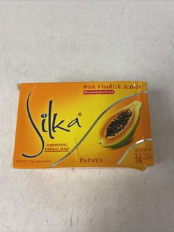 Silka Whitening Herbal Papaya Soap with VitaRich Actives 135g (Lot of 2)