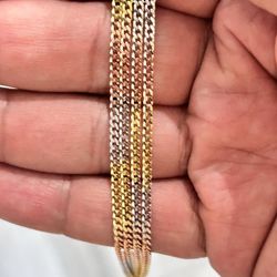 22 Inch Gold Plated Tri-Color Cuban Chain