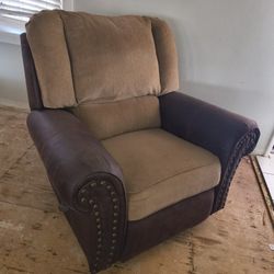 Chocolate Brown & Tan Rocking Recliner For Sale

