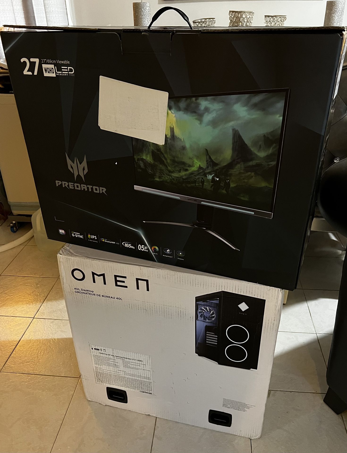 HP  Omen L With Acer Predator ” Monitor for Sale in Yonkers