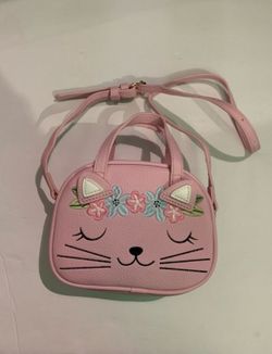 Pink cat mini purse crossbody shoulder bag.  (U)