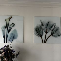 Wall Art. Blue Flowers Art 23.5x23.5